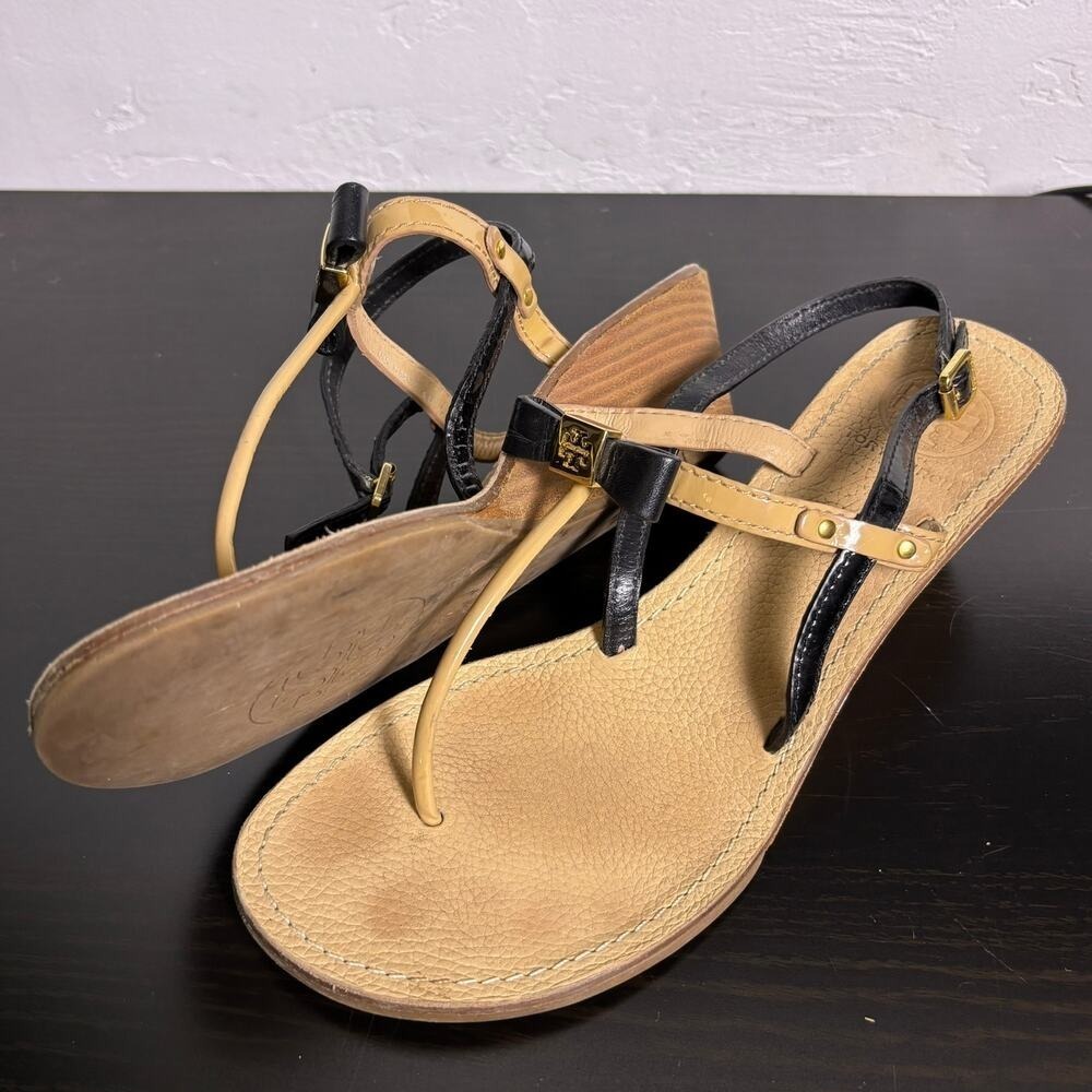 Tory Burch leather Kailey wedge thong flip-flop Logo sandal heel resort vacation